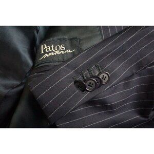 PATOS Sartoria Santarelli Blue Striped Wool 2 Pc Suit Jacket Pants 50R 60EU NEW